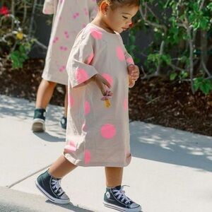 Indy and Pippa pink polkadot T-shirt dress size 3T girls cotton - pre loved